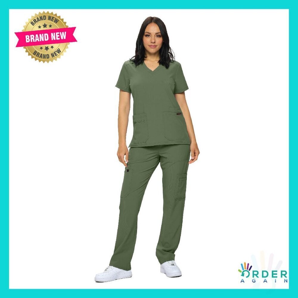Stretchy Scrub Set Modern Fit Comfort Workwear Top Pants Professional